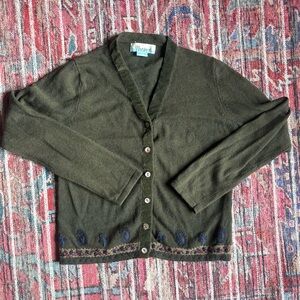 Monsoon Size 6 Green Wool Blend Cardigan